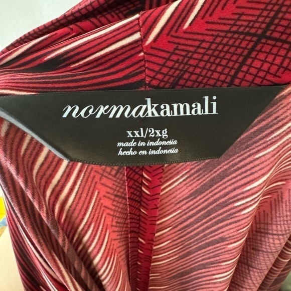 NORMA KAMALI Red Micro Striped Faux Wrap Dress size XXL - Picture 7 of 10